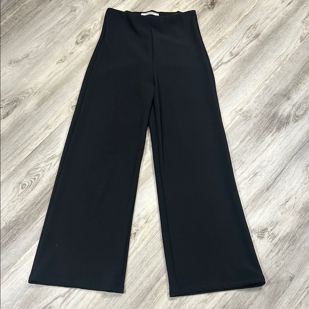 Project Social T Catch Flights Ribbed Knit High Waist Wide Leg Pull On Trousers